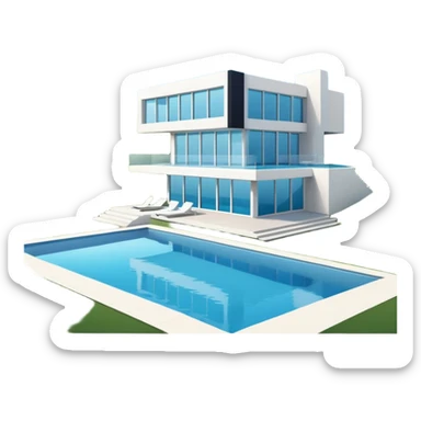 modern house on the hill, with a pool sticker