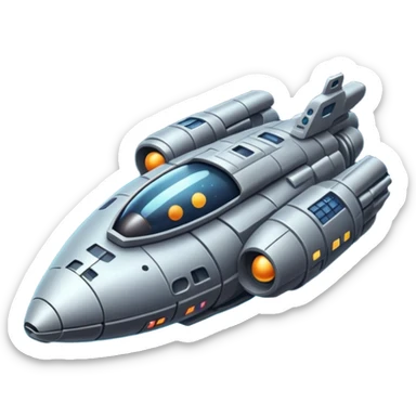 A spaceship an image of deep space, with planets stars an a galaxy, in a distopian future. sticker