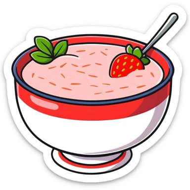 hot bowl of strawberry porridge with steam sticker