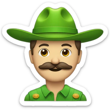 un verde con bigote y sombrero con manos y pies  sticker