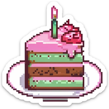 slice of cake with pink frosting sticker