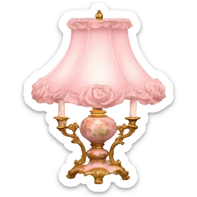 highly detailed vintage rococo light pink dainty floral lamp sticker