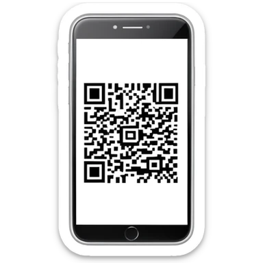 smartphone displaying a QR code on the screen sticker