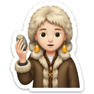 a kid wearing fur clothing, playing stone



















 sticker