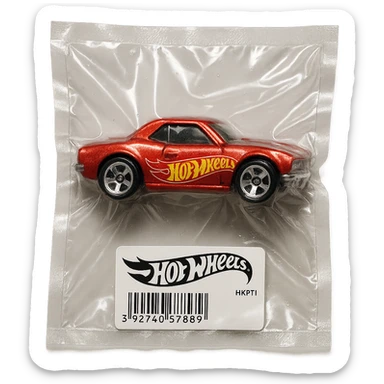 Hot Wheels car, shiny and inflated, vacuum-sealed style sticker