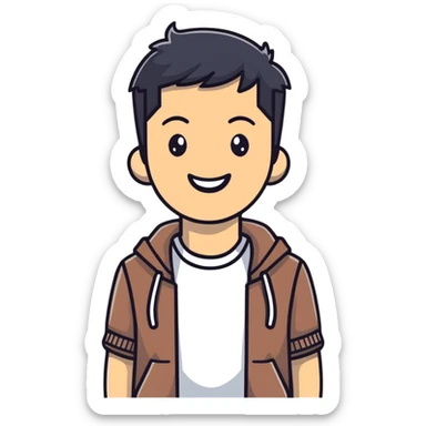 Friendly Korean man in casual clothes smiling sticker