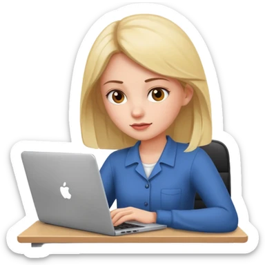 a girl with a laptop in the office sticker