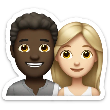 Interracial marriage white woman brown hair black man happy sticker