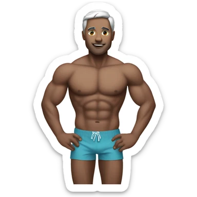 Silver man muscular in swim trunks sticker
