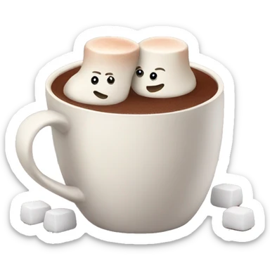 Hot chocolate with marshmallows in bej cup sticker