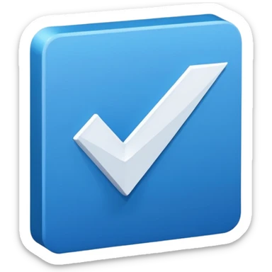 Make a symbol with a tilted blue colored square with a tick mark inside it in the middle. Make the edge of the square sharp. sticker