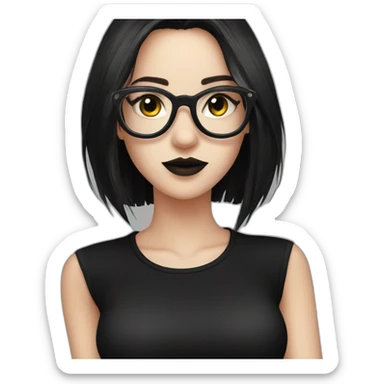 Tango-dancing-white-goth-girl-dark-hair-with-glasses-black-tshirt sticker