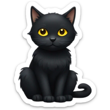 Black cat with yellow eyes and fluffy sticker
