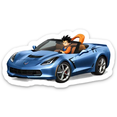 Goku driving a corvette sticker