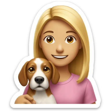 smiling girl with dog outdoors sticker