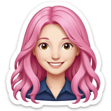 Claire Richardson cheveux rose long sourire sticker