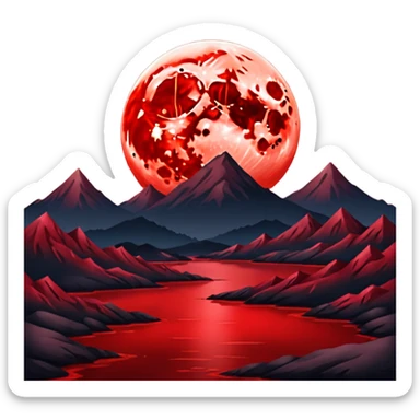 Crimson Moon blood moon black dark night scenery  sticker