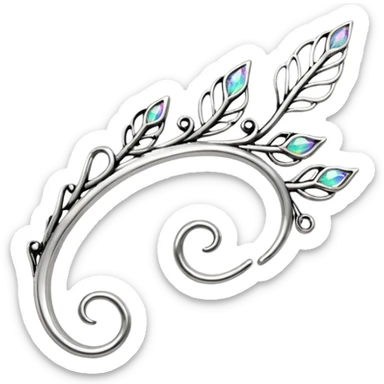 Elvish fae shiny sparkly iridescent translucent diaphanous ear climber ear cuff sticker