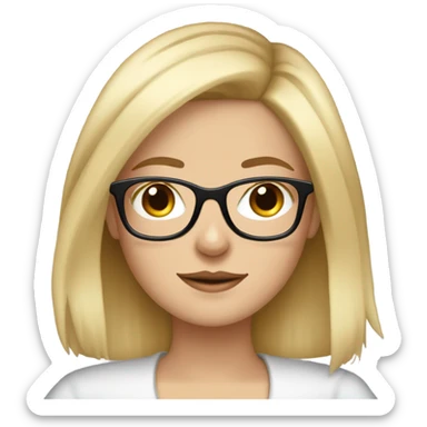 White girl blonde hair closed eyes and wearing glasses hugs Yorkshire terrier  sticker