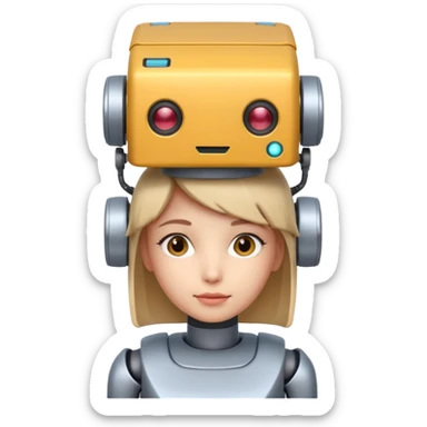 girl ai robot with name Caja Cusco on his head sticker