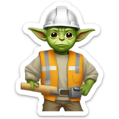 Yoda as a construction worker sticker