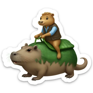 Capybara riding a alligator  sticker