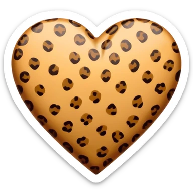 Brown heart with cheetah print  sticker