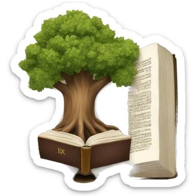 A tree rooted in an open Bible sticker