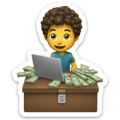BOY WITH MONEY AND LAPTOP sticker