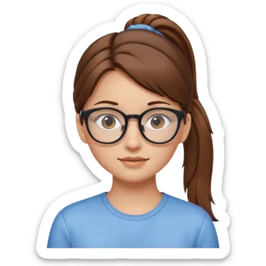 brown haired Ponytail Girl with Glasses sticker