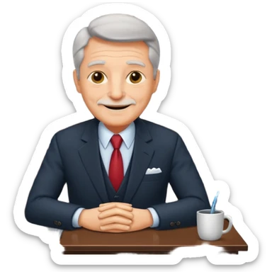 happy old boss in his office sticker