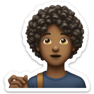 a young man with a curly hair cigarette in her mouth  sticker