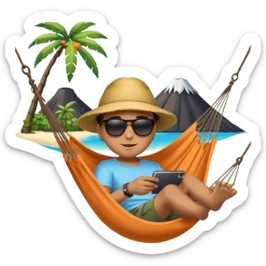 palm tree with hammock in Volcano Island sticker