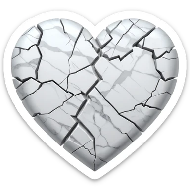 white broken marble heart sticker