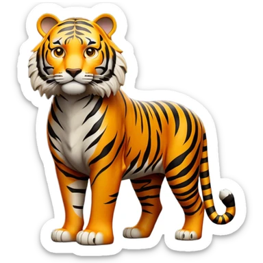 cinematic- noble-tiger-realistic-full-body-standing-emoji,-massive-striped-frame-exuding-power-and-grace,-bold-orange-fur-with-thick-black-stripes,-head-tilted-dramatically,-piercing-yellow-eyes-focused-intensely,-simplified-yet-realistic-focused-features,-highly-detailed,-glowing-with-an-almost-sarcastic-glow expressive eyes sticker