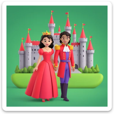 prince in red dress, royal castle background sticker