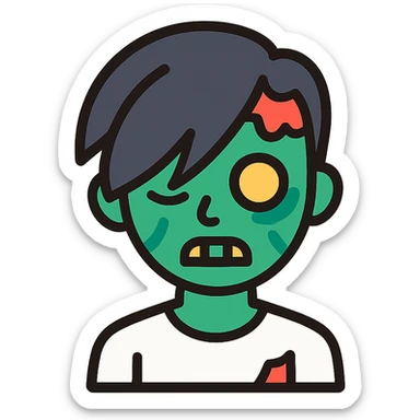 zombie boy with emo hair and white shirt sticker