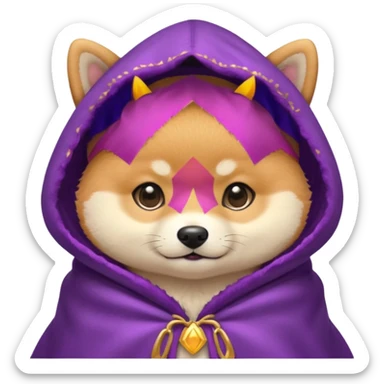 baby shiba dog, in magic purple cloak sticker