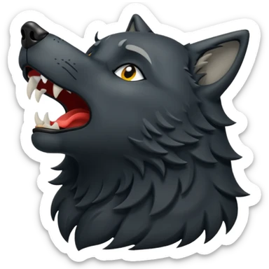 Black wolf howling eyes closed sticker