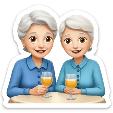 conversación dentro de un restaurant  dos personas y una de las persoans sea una abuela sticker
