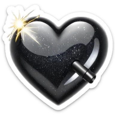 black sparkling heart spinning sticker