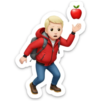 frightened man falling down a mountain, apple style emoji sticker
