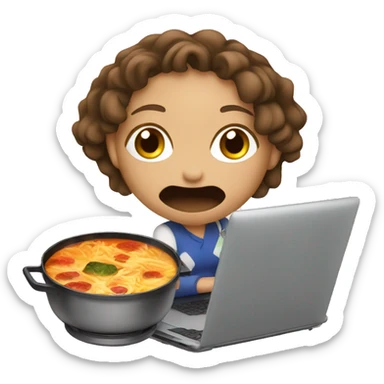 girl with hotpot and powerpoint in laptop arguing sticker