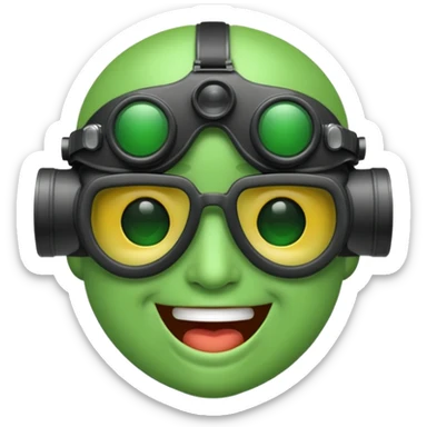 laughing crying emoji with night vision goggles on sticker