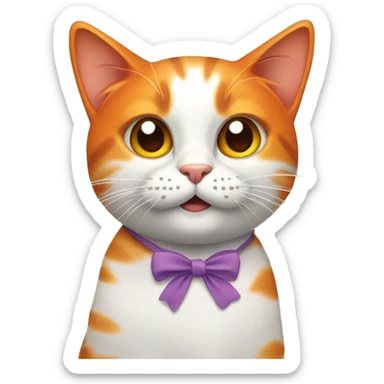 CAT whit and Orang fleckig wiht a schleife sticker