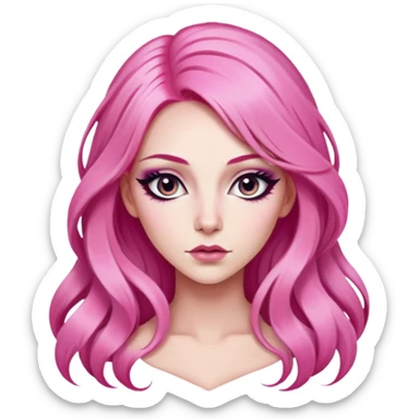 pretty long and pink hair baddie with eyeliner  sticker