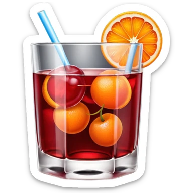 Mach mir einen Cherry Negroni mit viel Eiswürfeln und nur einer Scheibe Orange im Glas und einer Kirsche auf dem Glas sticker