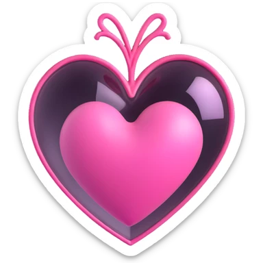 3D emoji style pink heart with frosted glass effect sticker
