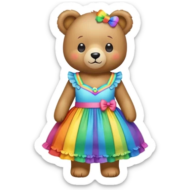 Rainbow bear in a dress sticker