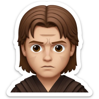 Anakin skywalker with face scar left eye brown hair  sticker
